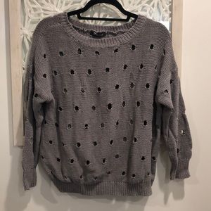 Miss Finch Grey Pullover Sweater w/ Cut outs Holes